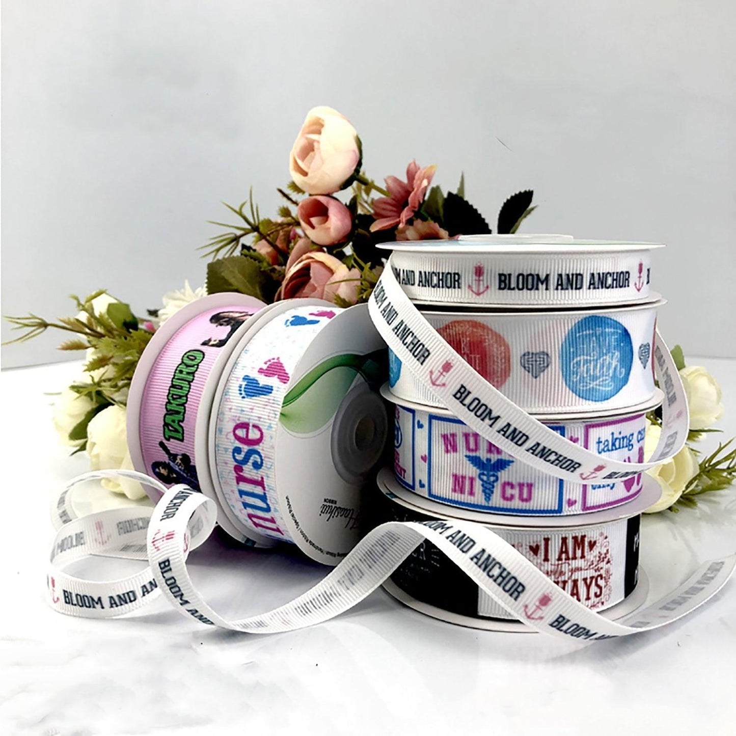 100 Yards Personalized Multicolor Printed Satin/Grosgrain Ribbon | Custom Wedding Decorations, Party Favors, Gift Wrapping - Wholesale Customized Store